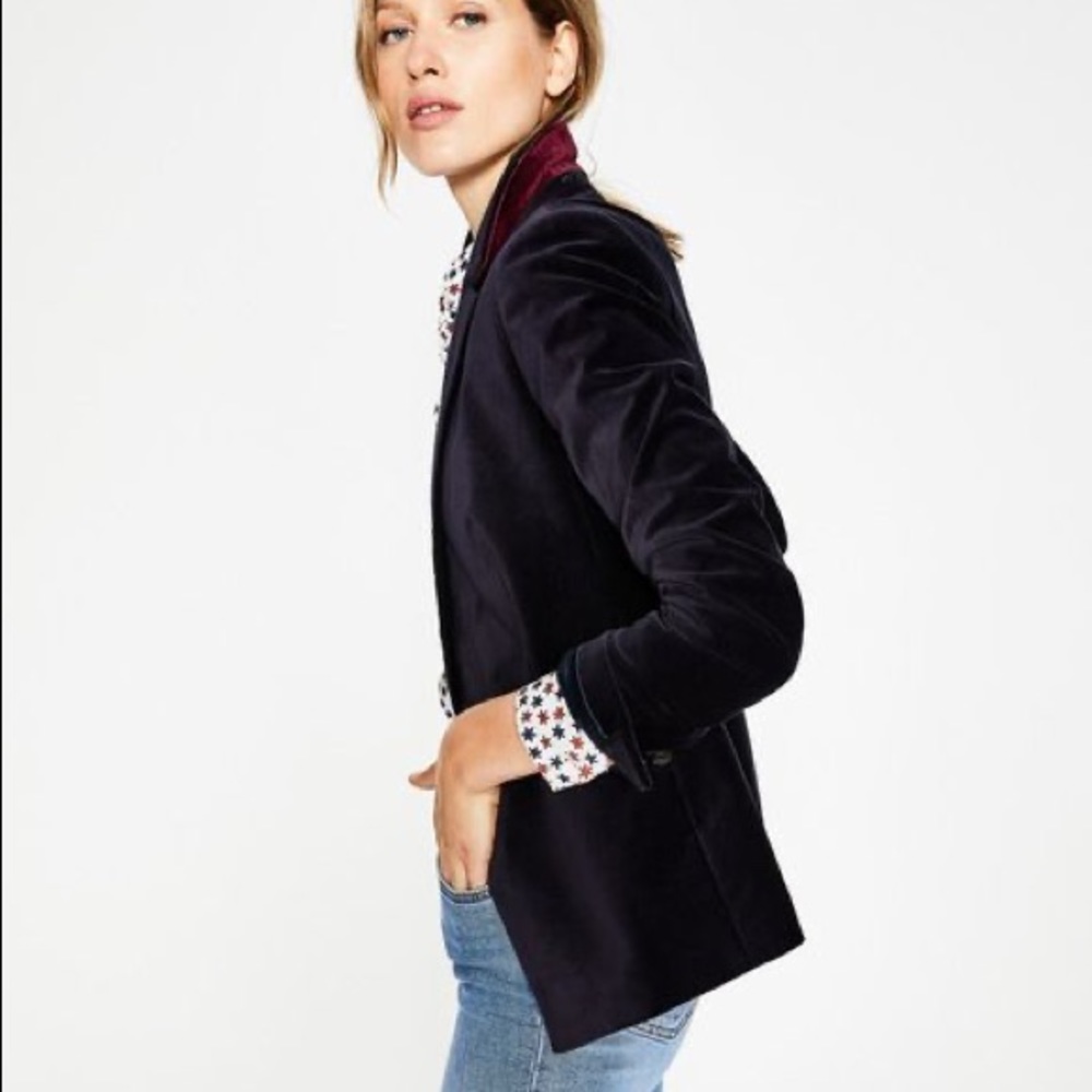 BODEN | NWT Velvet suit in navy (longline blazer and pants)